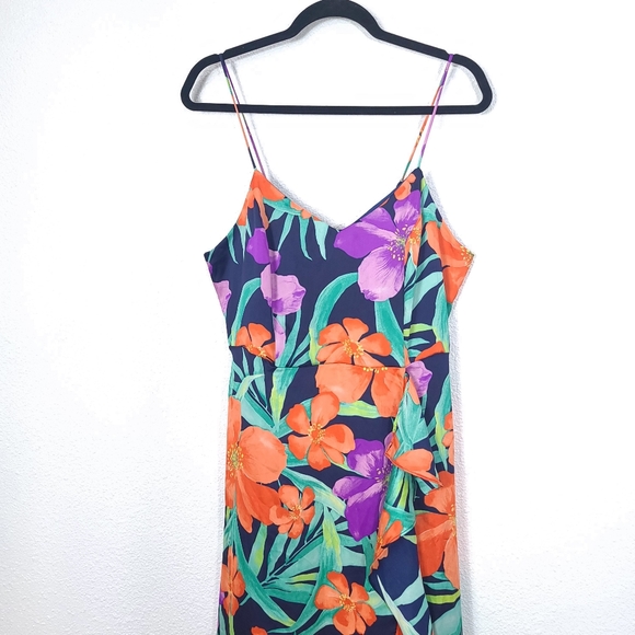 Lulu's Vibrant Floral Maxi Dress - Orange, Green, Purple - Picture 9 of 16